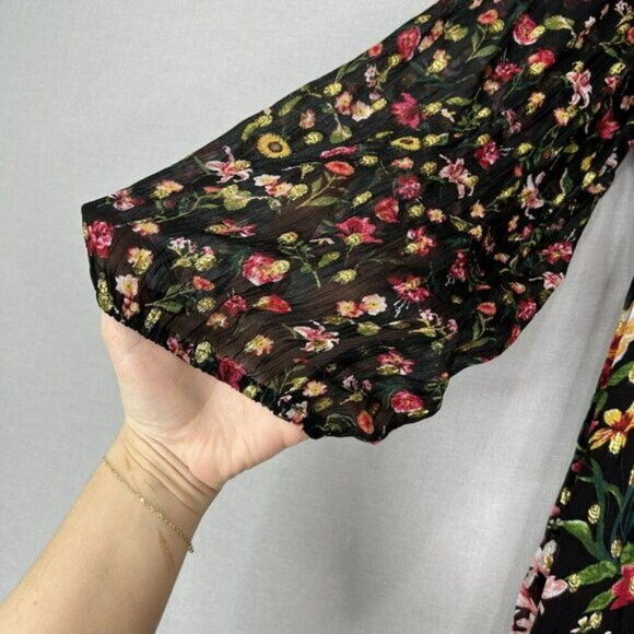 J.Crew Womens Dress Extra Large Tie Front Lurex Floral Maxi Cottagecore Prairie - Picture 9 of 15